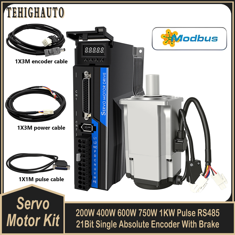Servo Kit - AC-Servomotor-Treiber-Kit 21-Bit-Absolutwertgeber 60/80mm Flansch 200W 400W