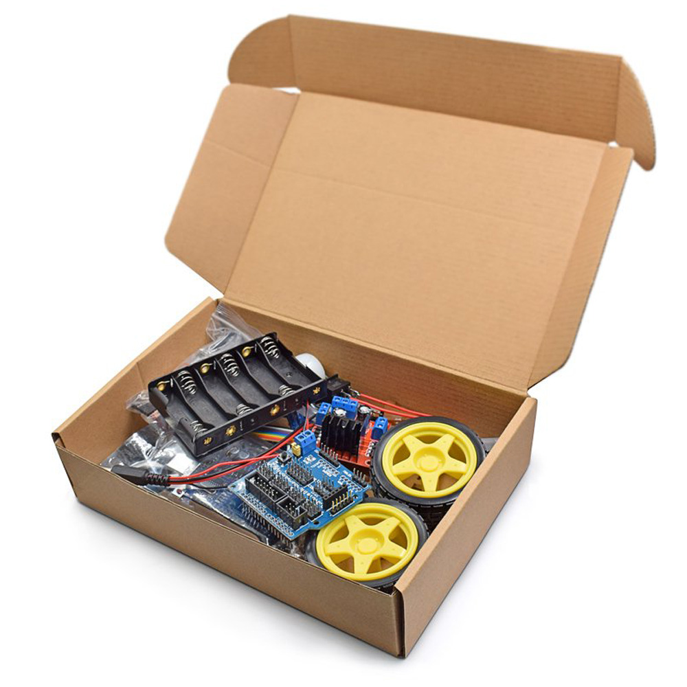 Line Follower Robot - Modulares Roboter-Auto-Chassis-Kit für Arduino mit Hinderniserkennung,